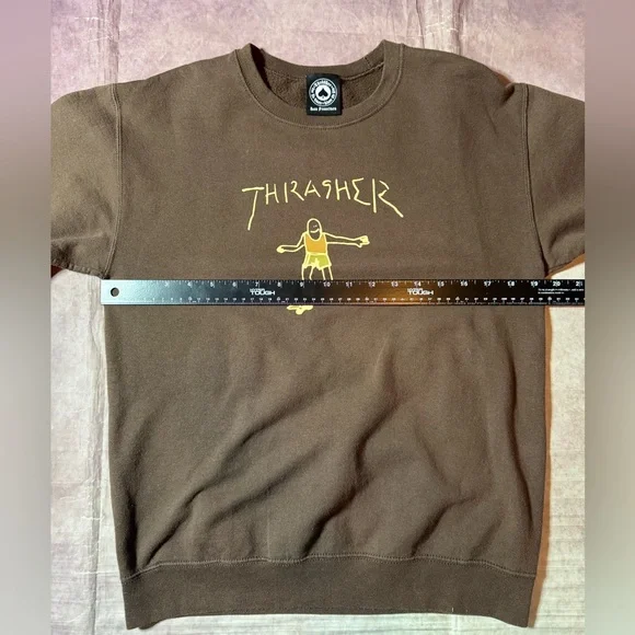 Thrasher Skateboarding Sweatshirt Small Brown Mens Crewneck Gonz Mark Gonzales - Picture 5 of 9